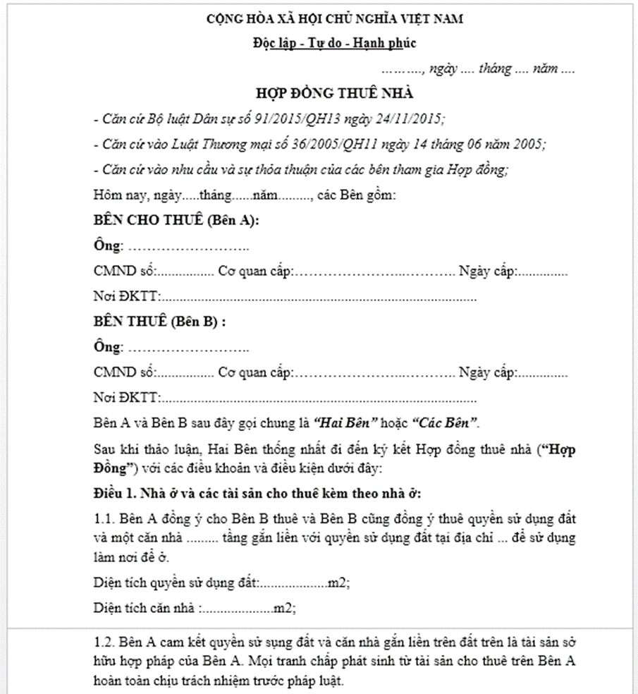 Hợp Đồng Thuê Nhà 2024: Mẫu Chuẩn Pháp Lý & Lưu Ý Quan Trọng Từ A-Z