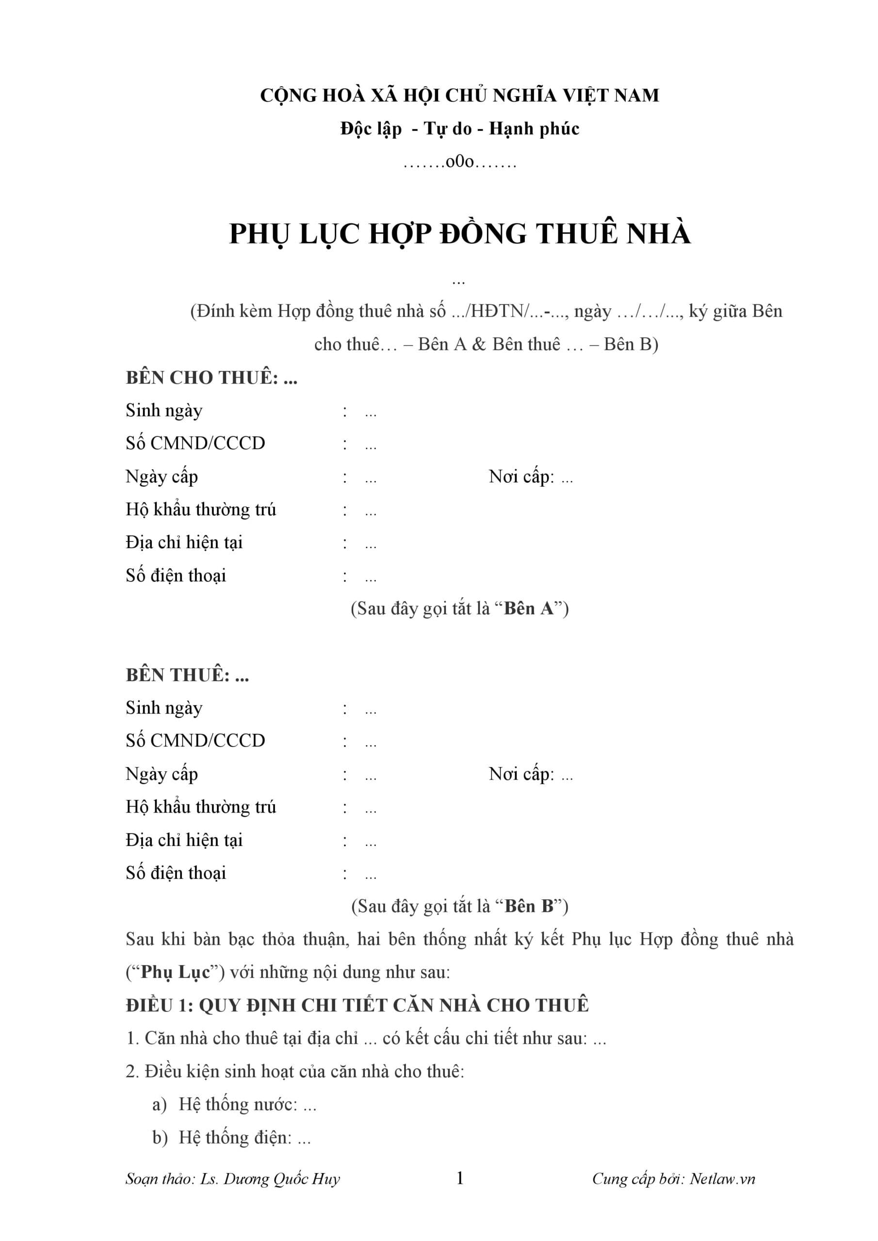 Phụ Lục Hợp Đồng Thuê Nhà 2024: Hướng Dẫn Chi Tiết Và Lưu Ý Pháp Lý Quan Trọng