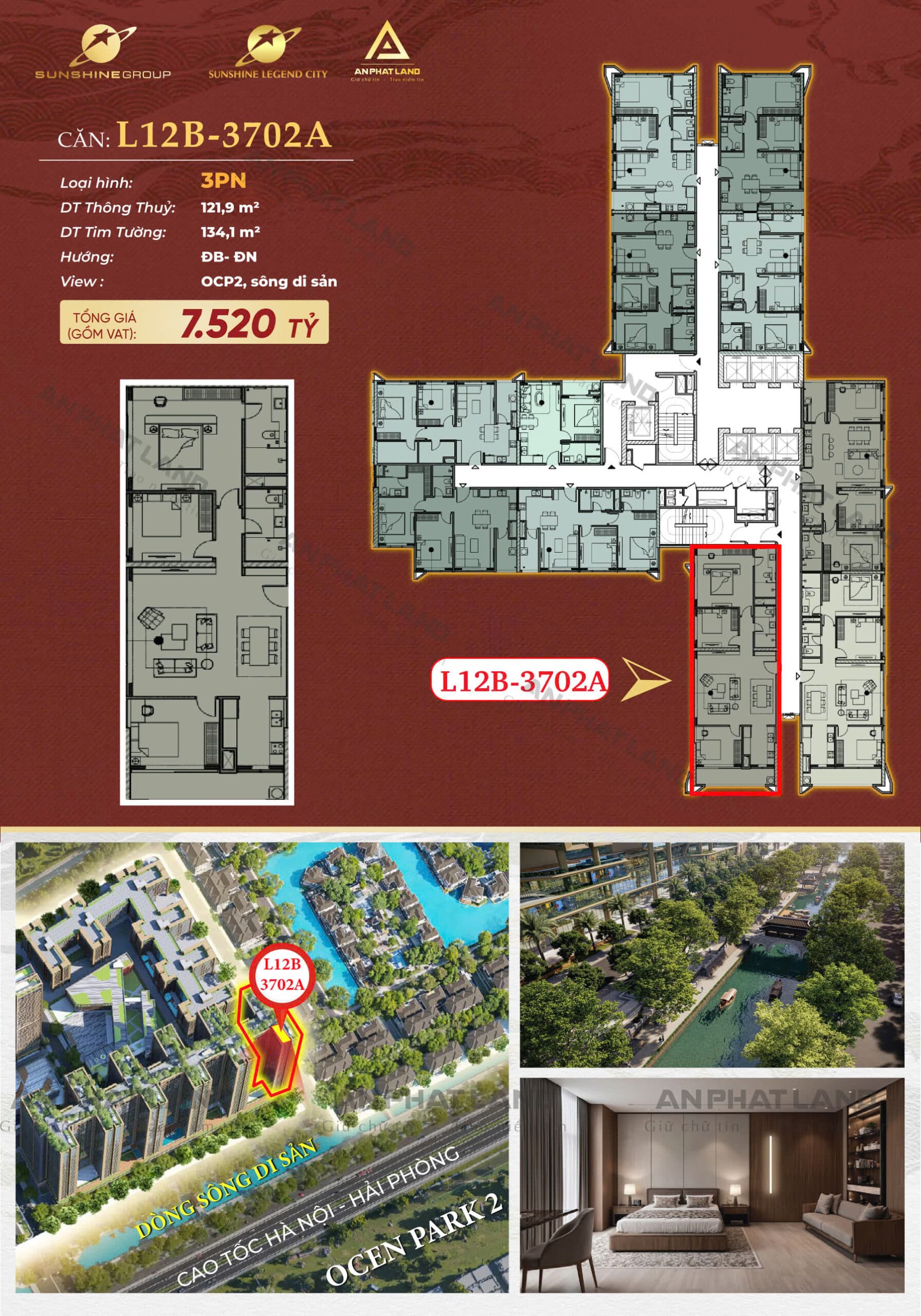 SIÊU PHẨM CĂN GÓC 3PN TẦNG CAO PHÍA ĐÔNG THỦ ĐÔ VIEW OCEAN PARK 2, SÔNG DI SẢN|SUNSHINE LEGEND CITY