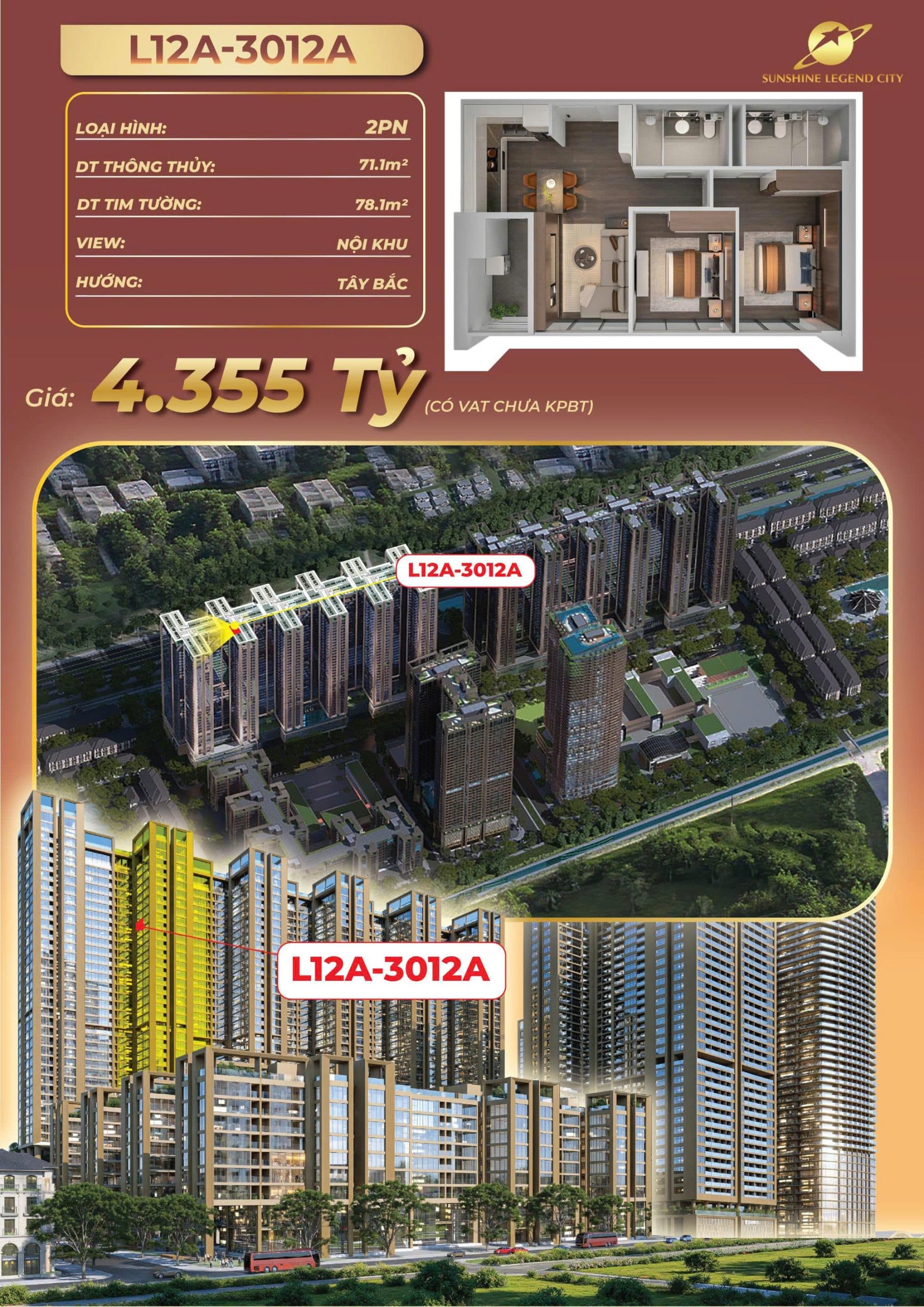 GIÁ RẺ BẤT NGỜ – SỞ HỮU CĂN HỘ TẦNG CAO 2PN ĐẲNG CẤP AN CƯ PHÍA ĐÔNG THỦ ĐÔ CHỈ VỚI 3,8 TỶ ĐỒNG |SUNSHINE LEGEND CITY