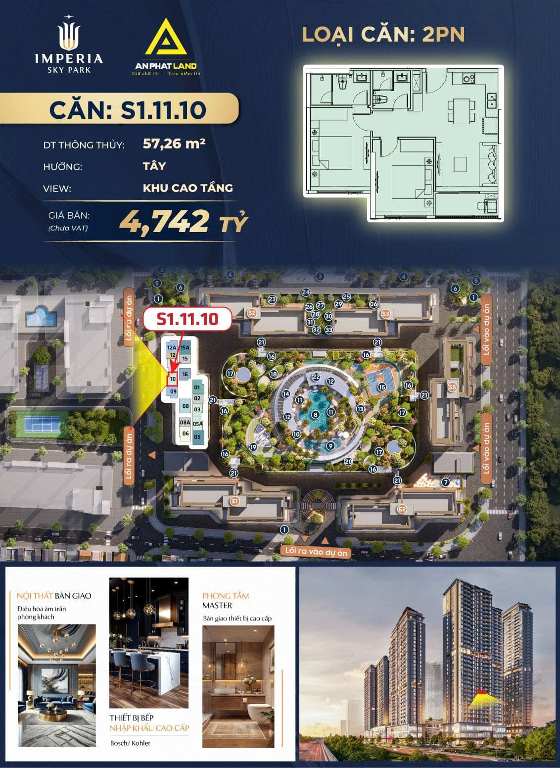 NHÀ ĐẸP GIÁ TỐT PHÍA TÂY – BÁN CĂN HỘ 2PN VIEW XỊN CHỈ VỚI 4,7 TỶ