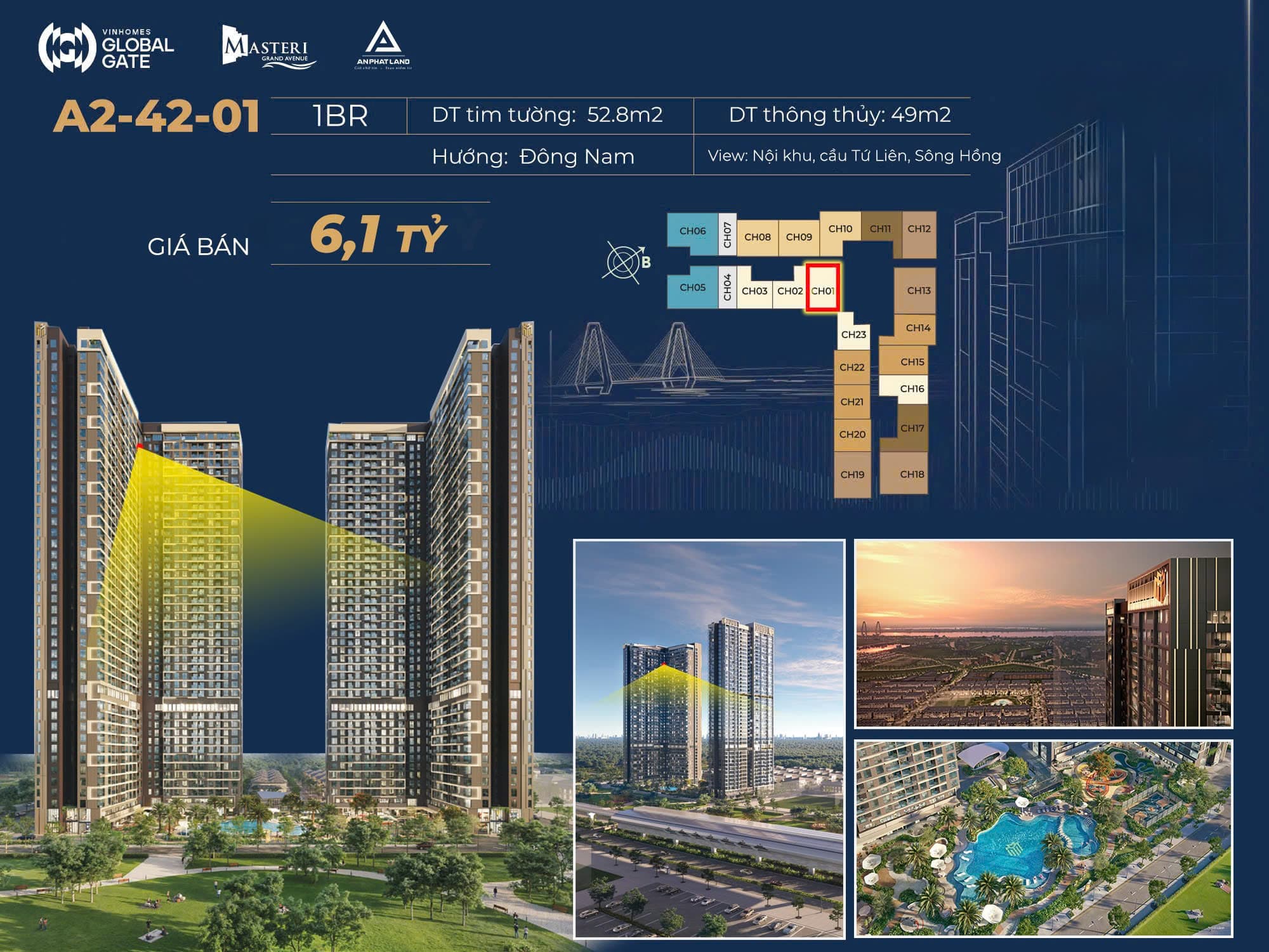 CHÍNH CHỦ BÁN CĂN HỘ TẦNG CAO VINHOMES CỔ LOA, VIEW SÔNG HỒNG, HƯỚNG ĐÔNG NAM, GIÁ FULL 6,1 TỶ ĐỒNG