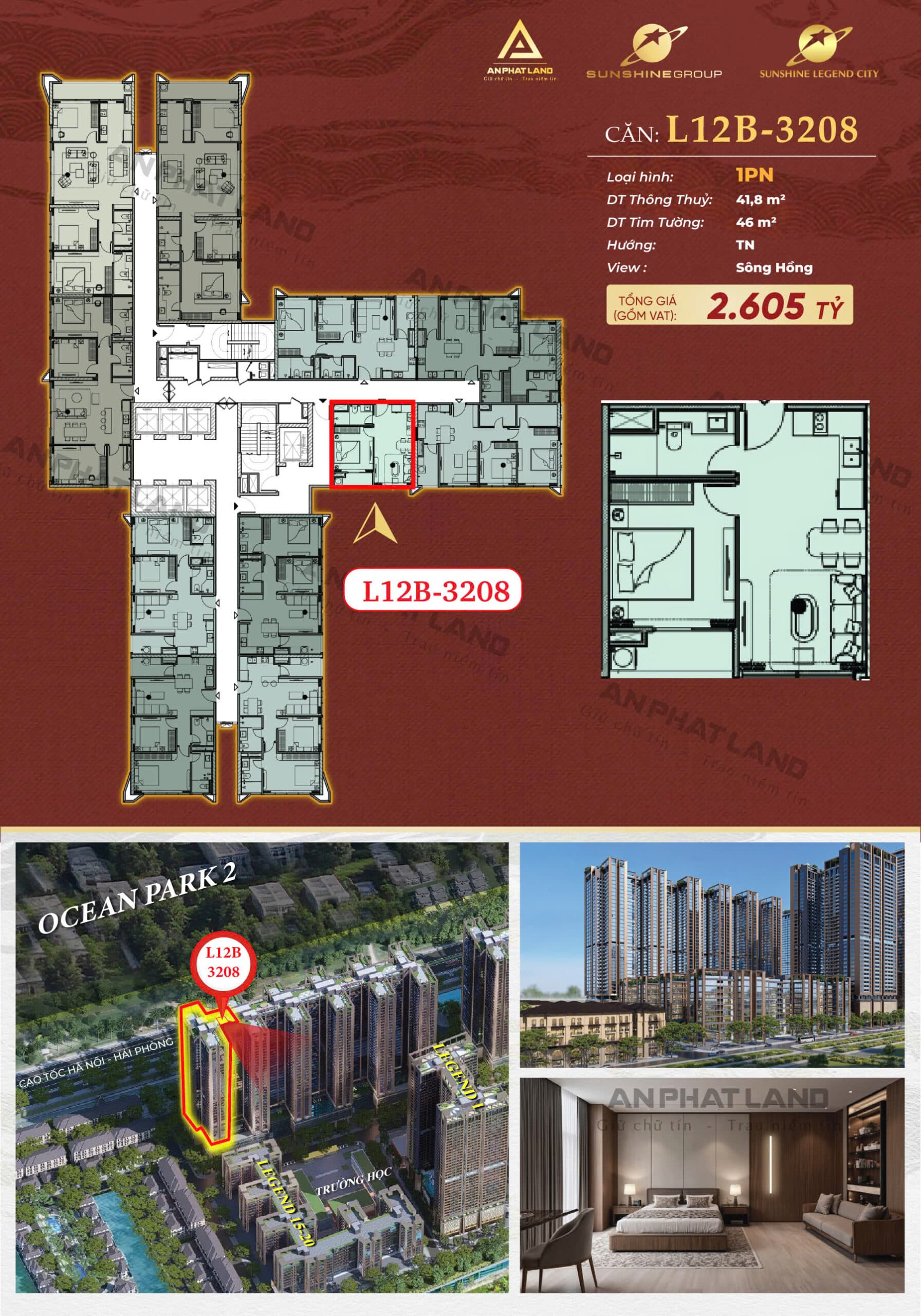 NHÀ ĐẸP GIÁ TỐT PHÍA ĐÔNG THỦ ĐÔ – SIÊU PHẨM 1PN TẦNG CAO 42m2 VỚI GIÁ CHỈ 2,6 TỶ|SUNSHINE LEGEND