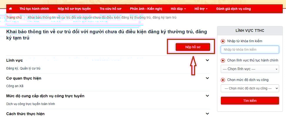 Theo dõi hồ sơ đăng ký tạm trú trực tuyến